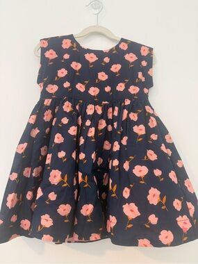 Pink Chicken Navy Dress with Pink Floral Print
